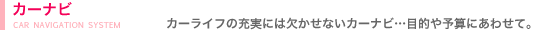 カーナビ(カーライフの充実には欠かせないカーナビ・・・目的や予算にあわせて。)